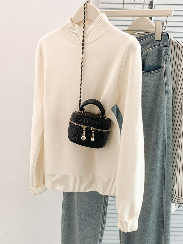 Thickened velvet all-in-one high-neck sweater for women winter new top long-sleeved bottoming
