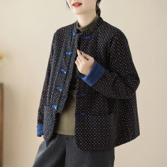 New Chinese style colorful jacquard cloth buckle warm and thickened national style old cloth New Year's greetings cotton clothespins cotton jacket winter