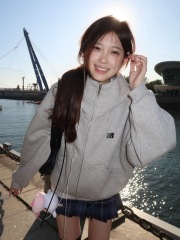 American retro embroidered velvet hooded sweatshirt for women, stylish loose casual jacket