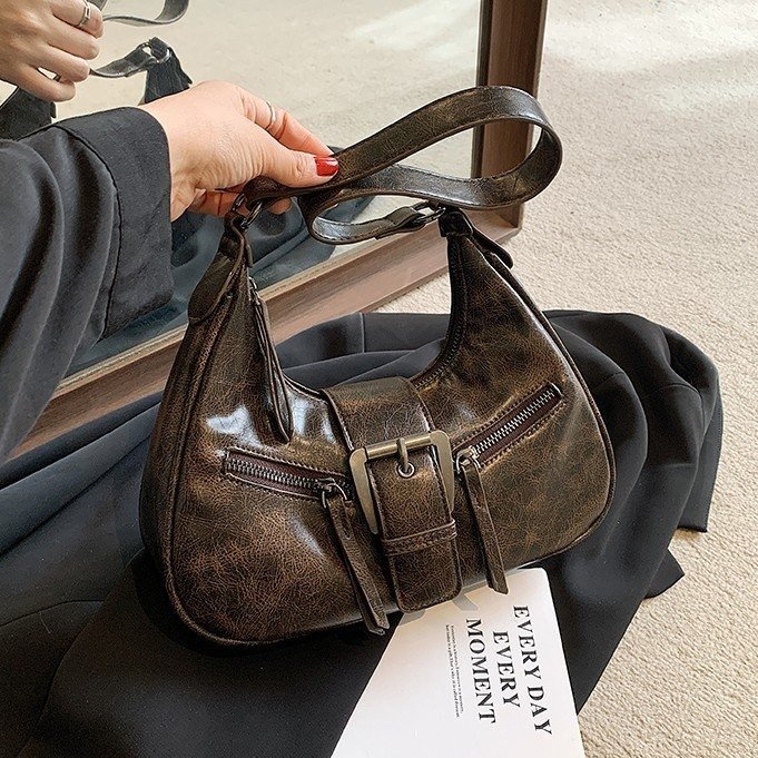 Maillard Underarm Bag Women's 2024 New Retro Women's Bag Shoulder Bag Crossbody Bag Fashion Crescent Bag Trendy
