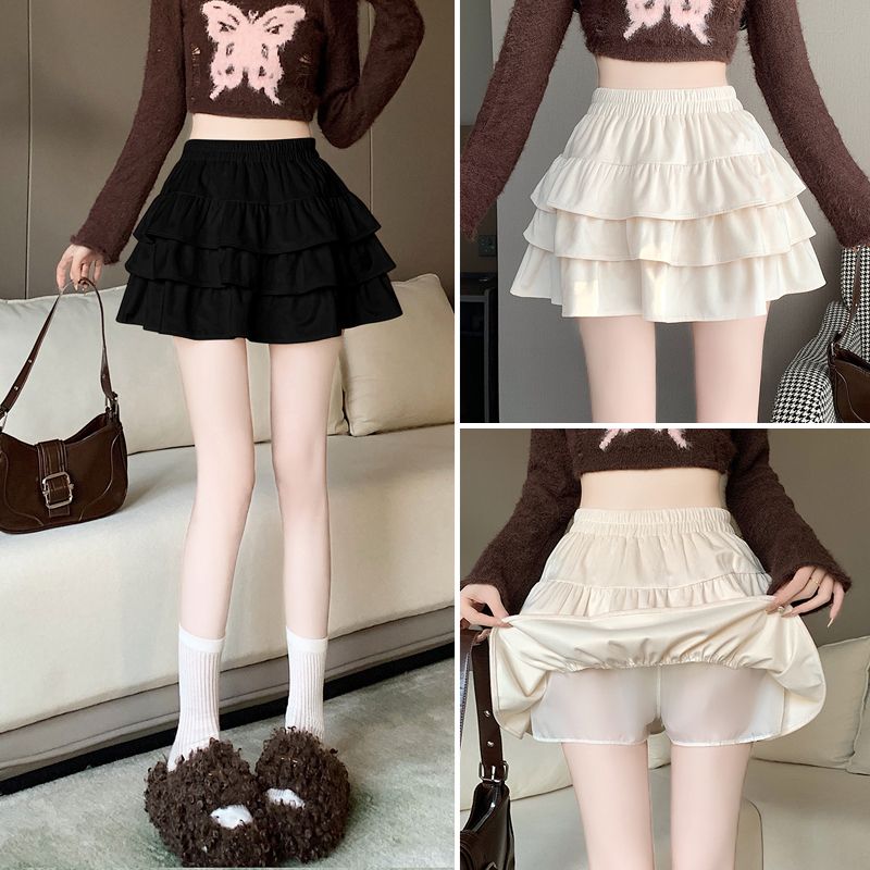 Velvet Cake Tutu Skirt Women's Autumn Small Ballet Style High Waist Slim A-Line Skirt