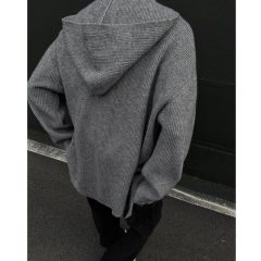 Autumn and winter ins trendy sweaters, hooded half cardigan sweaters, men's Hong Kong style outer sweaters