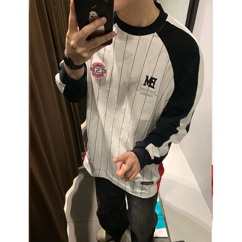 Simple national fashion long-sleeved jersey retro T-shirt