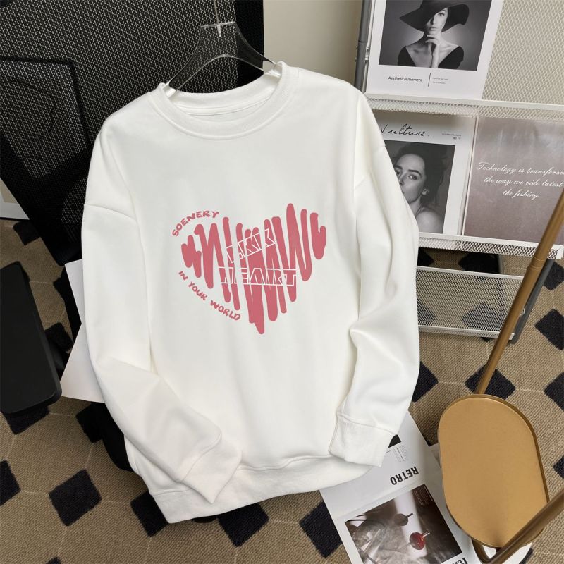 Loose sweatshirt for women in autumn and winter thin plus velvet Korean version ins trendy letter print lazy long-sleeved top