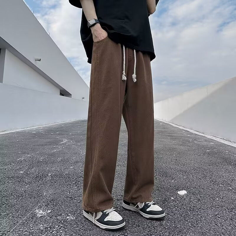 Spring and Autumn New Style Washed Solid Color Versatile Loose Straight Casual Jeans