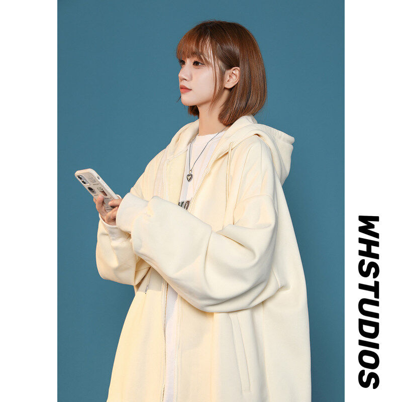 Neutral style autumn fashion versatile loose hooded cardigan sweatshirt