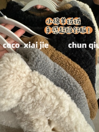 New winter lamb wool shorts, fashionable drawstring plush shorts