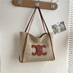 Large capacity tote bag for women 2024 summer seaside resort style fashionable straw versatile temperament shoulder bag popular