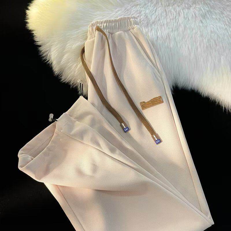 Trendy men's ankle bound spring and summer youth popular trousers casual pants solid color sweatpants loose style trendy fashion brand