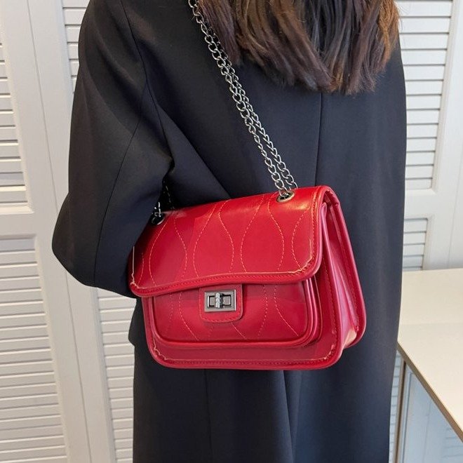 2024 new niche rhombus chain texture versatile shoulder crossbody women's bag