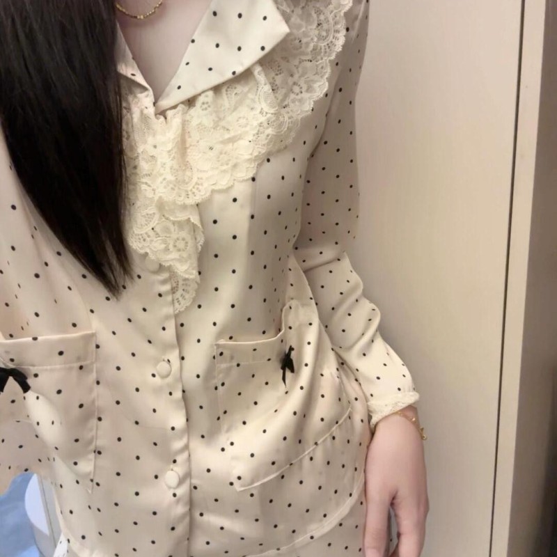 New Spring and Autumn Pajamas for Women French High-Level Style Internet Celebrity Home Clothes Official