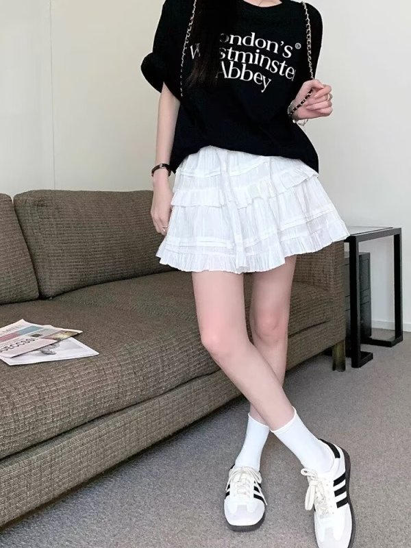 Original high-waisted pleated skirt, anti-exposure skirt, lined skirt, large size college style culottes, hot girl skirt