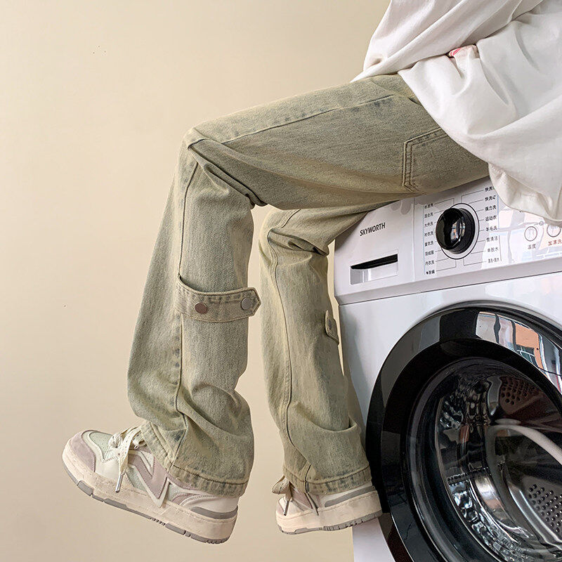 American ins high street vibe heavy craftsmanship washed retro yellow mud jeans item number