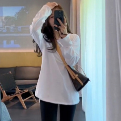 Good quality DeRong large size autumn and winter sweet and cool half turtleneck bottoming shirt long-sleeved T-shirt for women