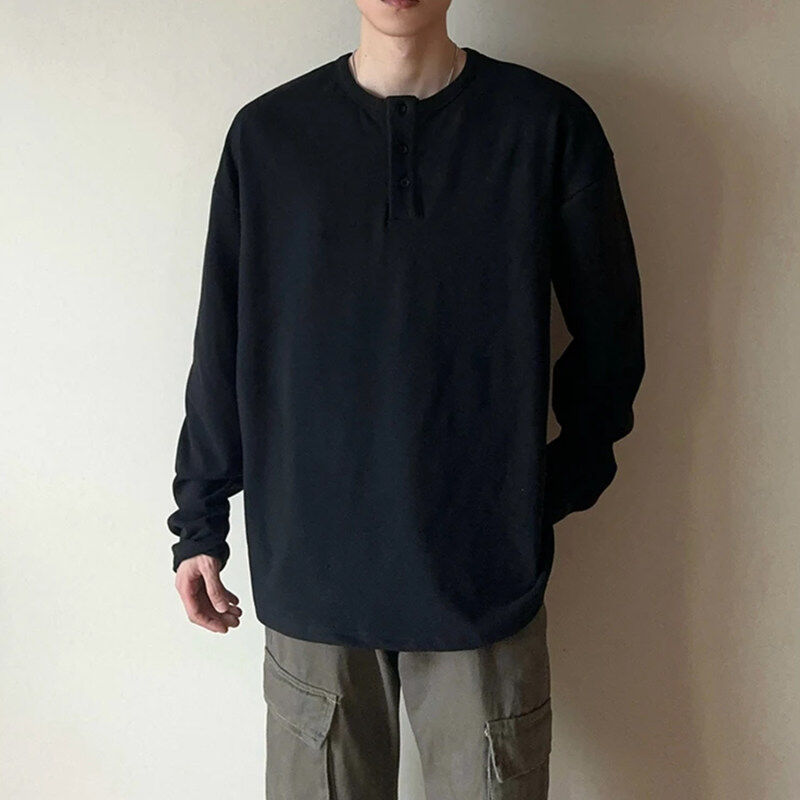 Henry collar German velvet thickened inner couple sweatshirt bottoming shirt long-sleeved T-shirt for men