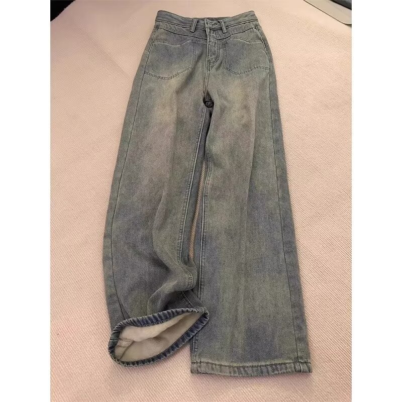 Large size S-5XL jeans straight leg loose spring autumn winter 2024 high waist slimming small wide leg drag