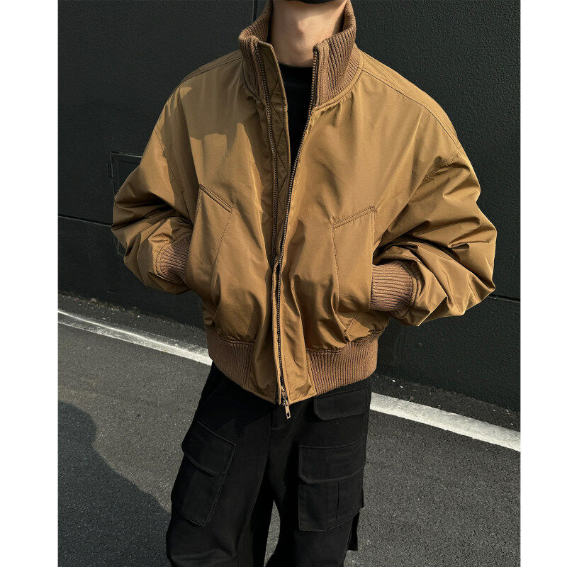 High quality flight jacket cotton men's stand collar short cotton coat jacket quilted and thickened