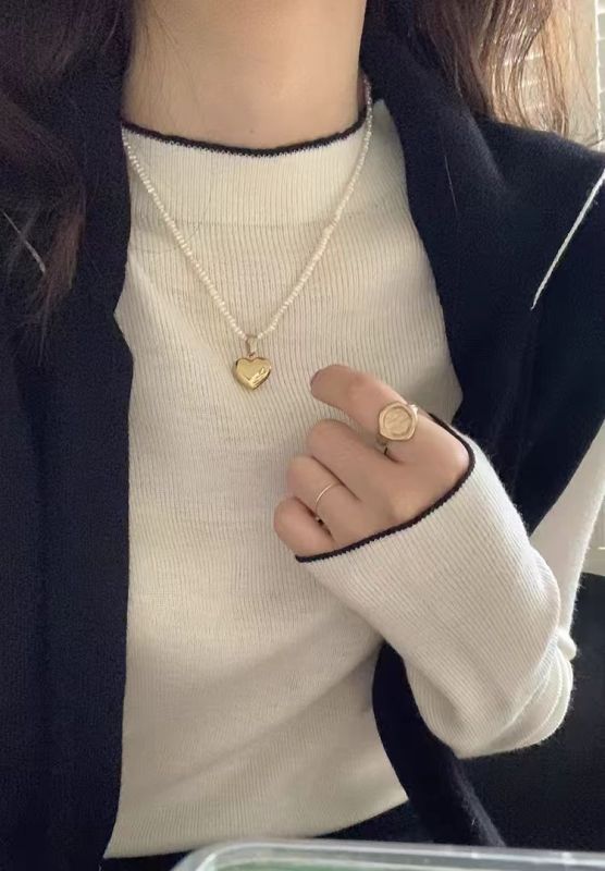 Autumn and winter sweaters, sweaters, small stand-up collars, medium collars, white half-high collars, bottoming shirts, women's slim long-sleeved tops