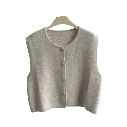 Gentle single-breasted small gold buttons, temperament and versatile knitted vest for women layered with inner waistcoat top for women