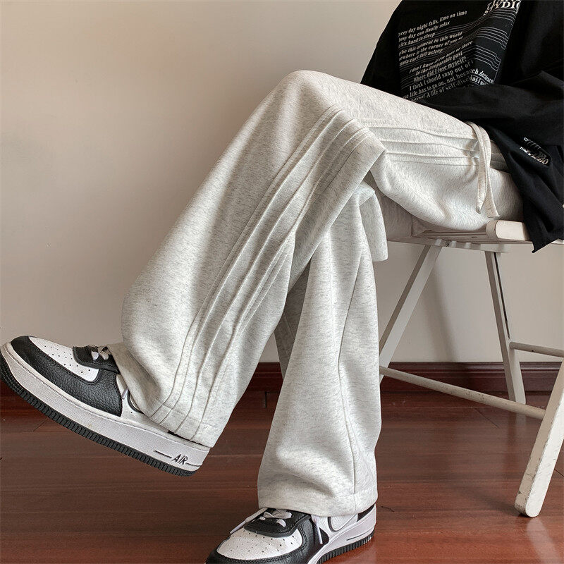 Spring new casual pants men's large size loose personality sports pants straight pants men's pants