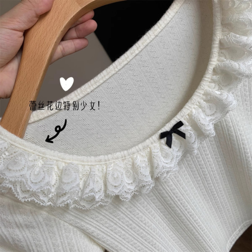 Long-sleeved T-shirt design niche bottoming shirt lace collar top women's ins inner wear