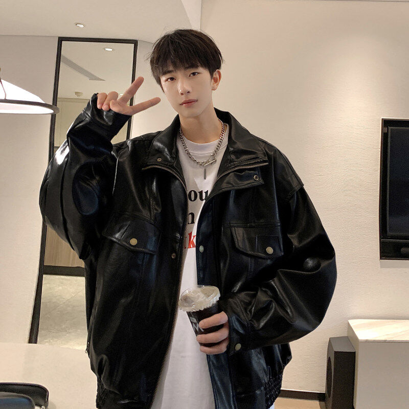 Not out of stock, trendy and versatile loose leather jackets, fashionable work jackets