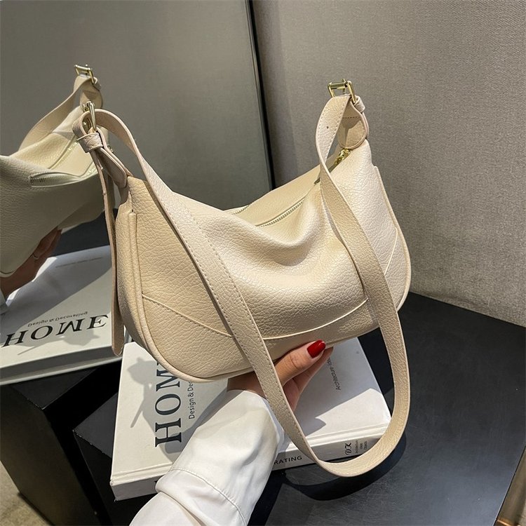 High-end stitching women's bag new fashion retro shoulder armpit bag solid color versatile temperament women's soft bag
