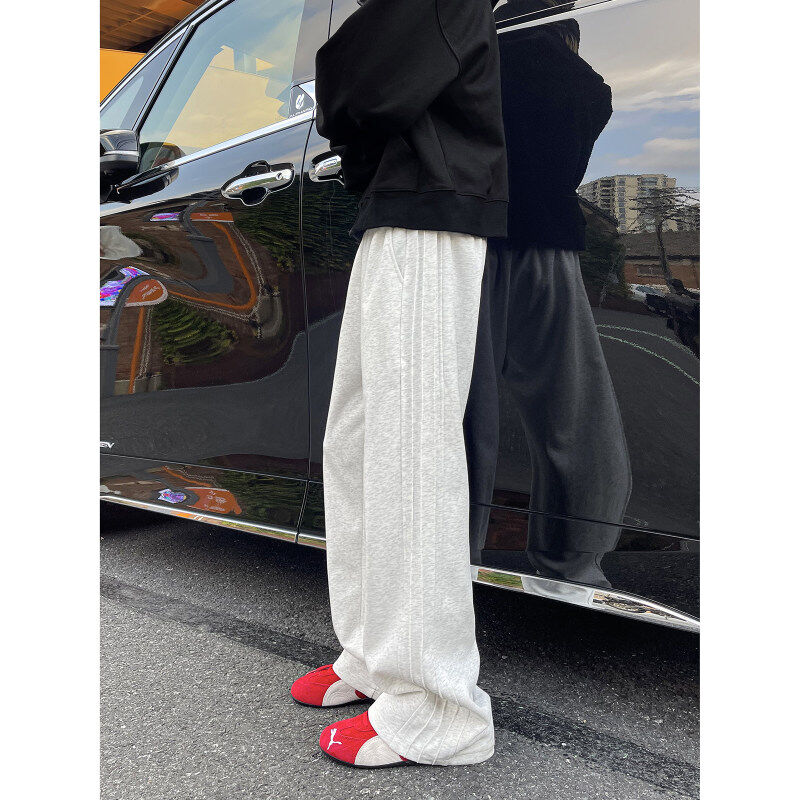 Drapey cotton sweatpants American style lazy style floor mopping high street wide leg casual pants