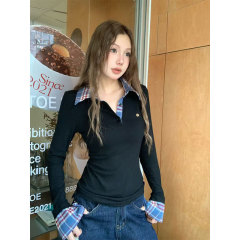 T-shirt autumn slim fit polo collar inner top