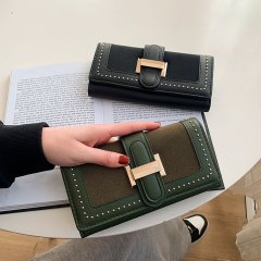 Spring new Korean style fashion three torture sand long wallet I-buckle wallet ladies wallet rivet decoration