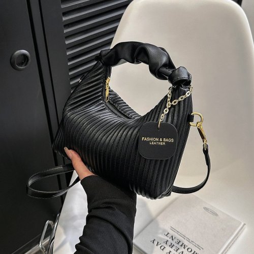 Textured vertical stripe handbag, new niche design, single shoulder crossbody bag, fashionable and versatile bag for women wholesale