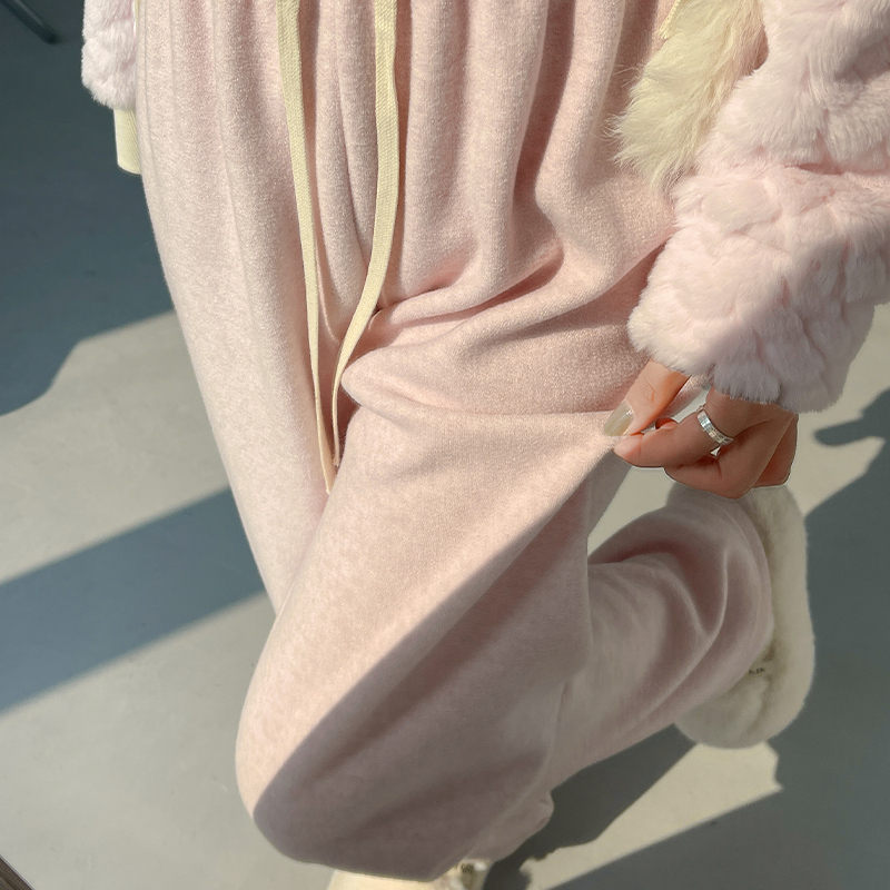 Towel wide-leg pants for women in spring and autumn new high-waisted loose straight casual autumn and winter glutinous rice pants