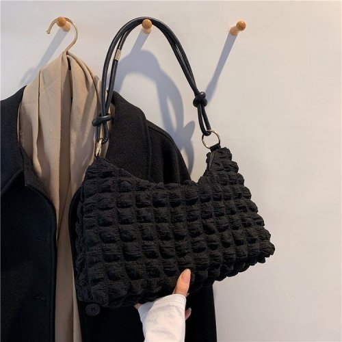 Cross-border small fresh bubble bag women's soft pleated armpit bag girl fashion trendy shoulder bag Korean version simple