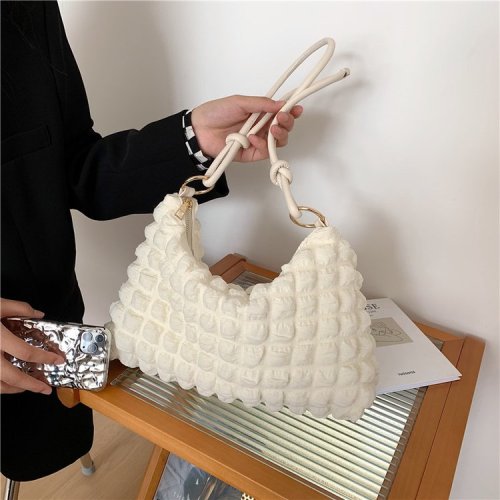 Cross-border small fresh bubble bag women's soft pleated armpit bag girl fashion trendy shoulder bag Korean version simple