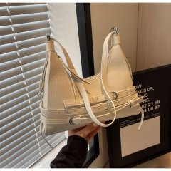 Super hot niche design silver bag for women 2024 new high-end versatile crossbody bag fashionable shoulder armpit bag