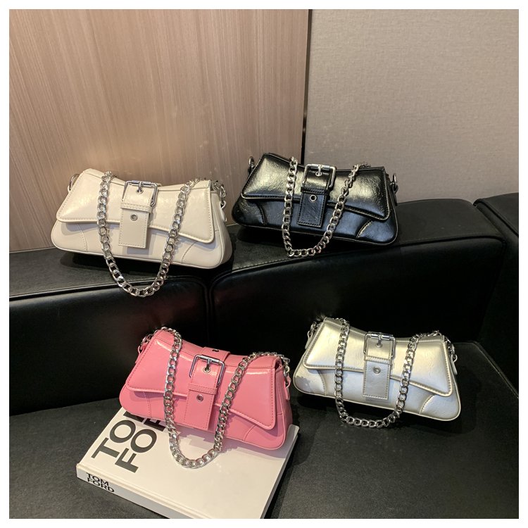 Crossbody bag Korean version retro solid color casual texture versatile shoulder bag commuting simple large capacity baguette bag for women