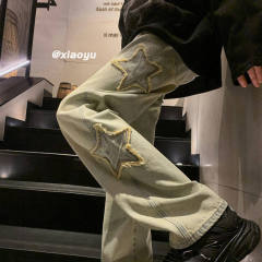 Spring new yellow mud star jeans
