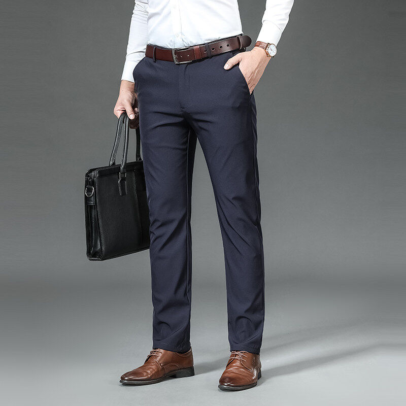 Autumn and winter high-quality casual pants for men, Korean style business thick, warm, slim-fitting trousers, medium thickness