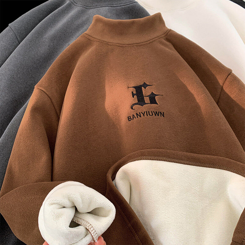 German embroidered winter must-have new velvet half turtleneck warm base layer