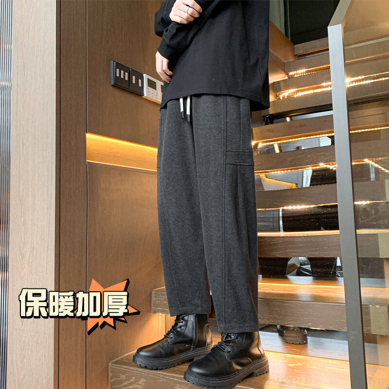 Winter new thickened anti-pilling woolen material harem pants loose large size casual small-footed carrot pants for men