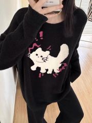 Live broadcast popular half-velvet thickened pajamas for women in winter sweet and cute loose large size women's home clothes set