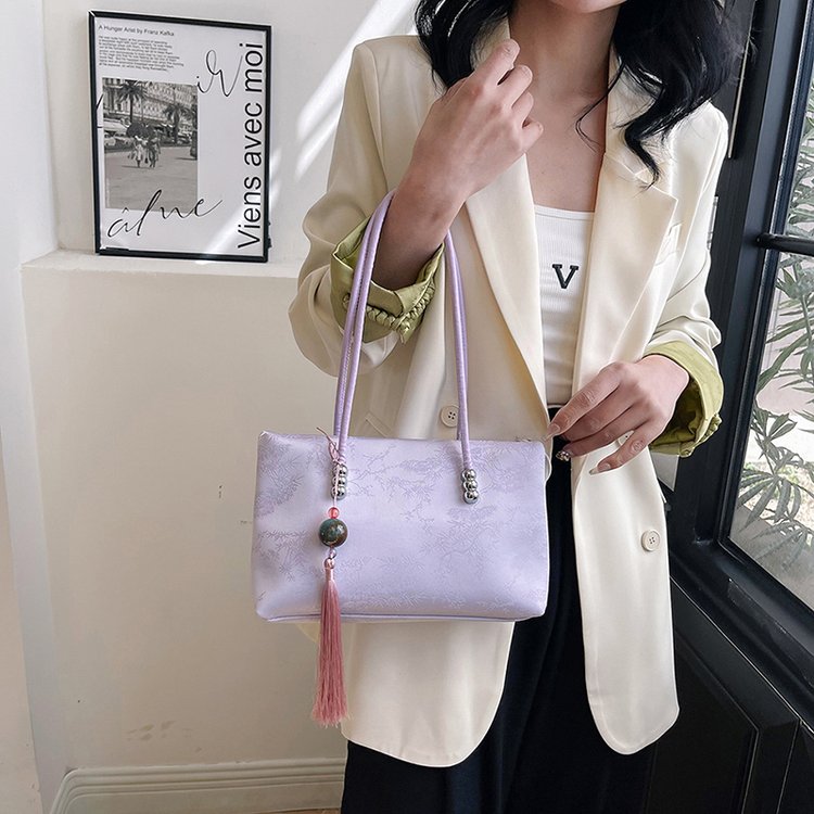 Simple Large Capacity Commuting Tote Bag 2024 Summer New National Style New Chinese Style Embroidered Shoulder Underarm Bag for Women