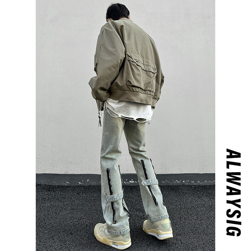 Spring new style outdoor large size American retro bootcut jeans