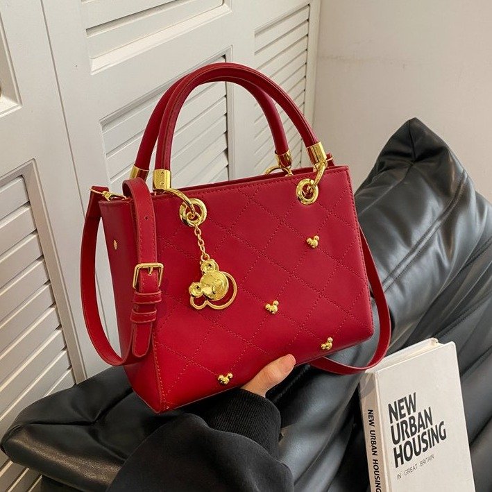 Women's Bags 2024 Spring New Princess Diana Bag Diamond Embroidery Thread Square Bag Handbag Fashion Liuding Trendy Single Shoulder Crossbody Bag