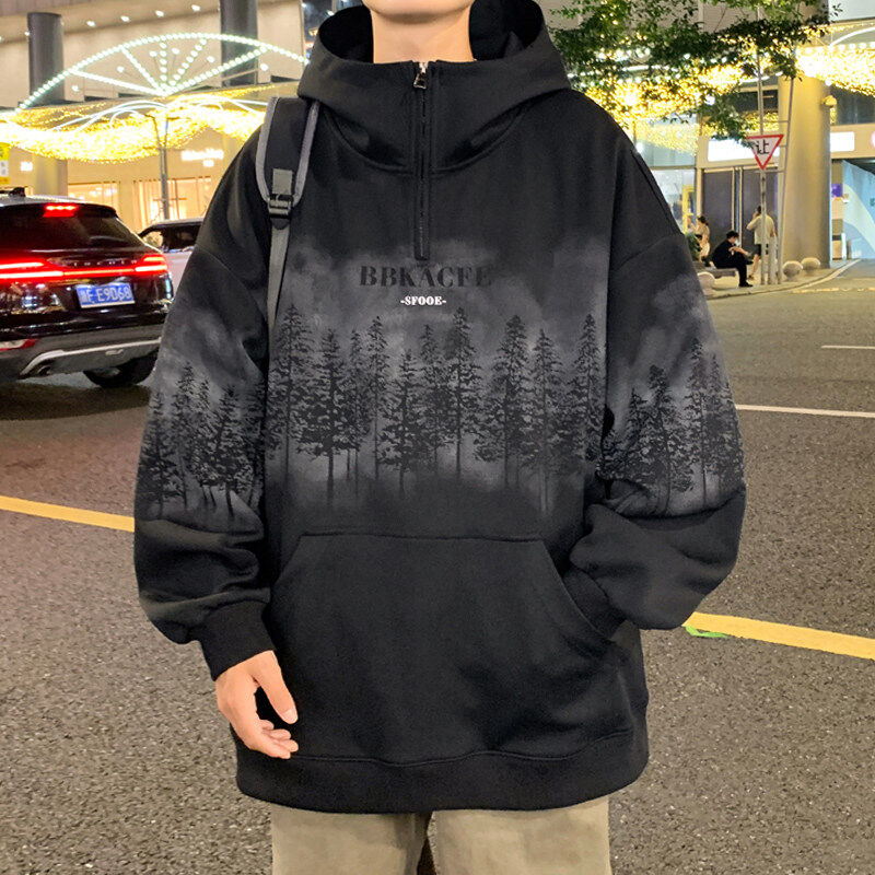 New autumn style Hong Kong style outdoor large size pineapple plaid printed sweatshirt
