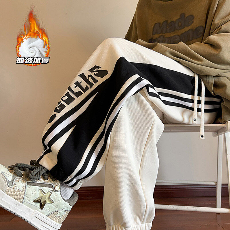 New winter style interior large size velvet printed pineapple plaid sweatpants
