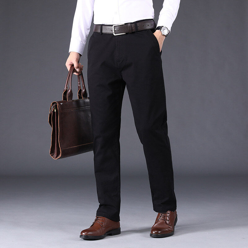Men's casual trousers slim fit business casual pure cotton long trousers