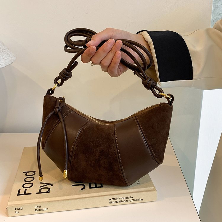 Retro frosted bag for women 2024 new fashion casual shoulder bag niche popular shoulder crossbody bag croissant bag