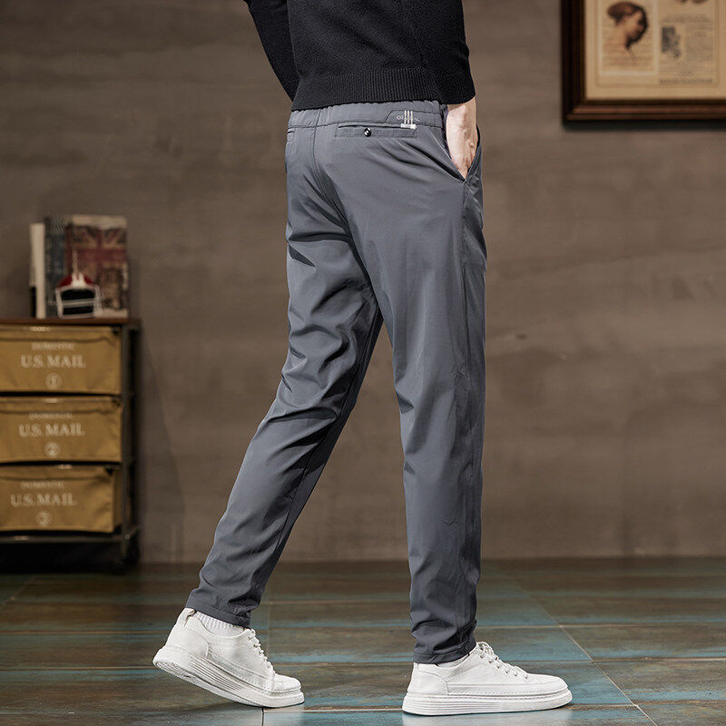 Spring and autumn stretch casual pants for young men, Korean style business slim fit trousers with small feet