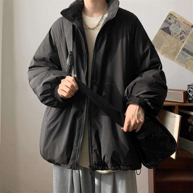 Stand collar Japanese retro trendy brand cotton coat winter solid color cotton coat simple basic cotton jacket